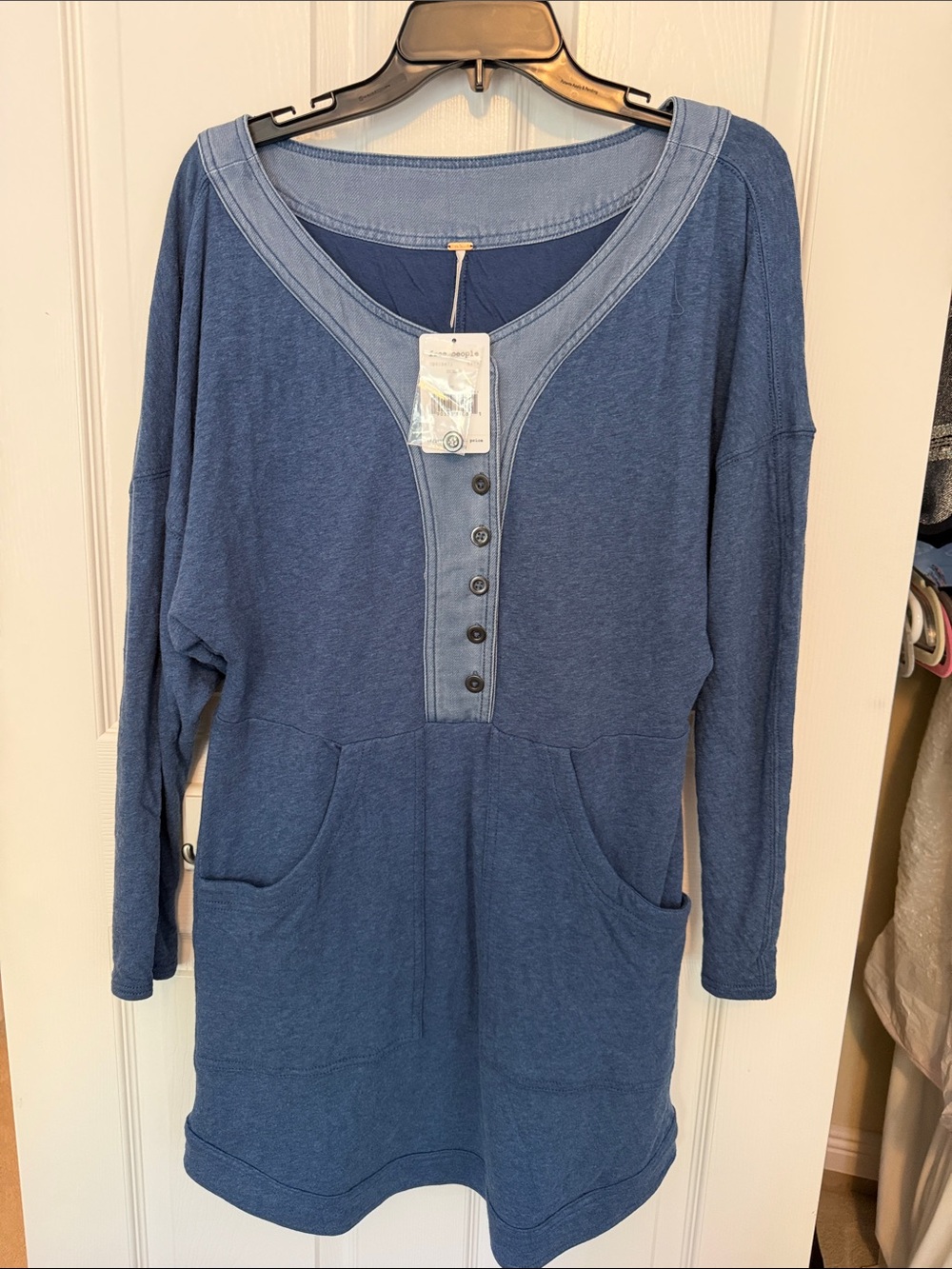 Free People Blue Henley Tunic Dress - Picture 1 of 6